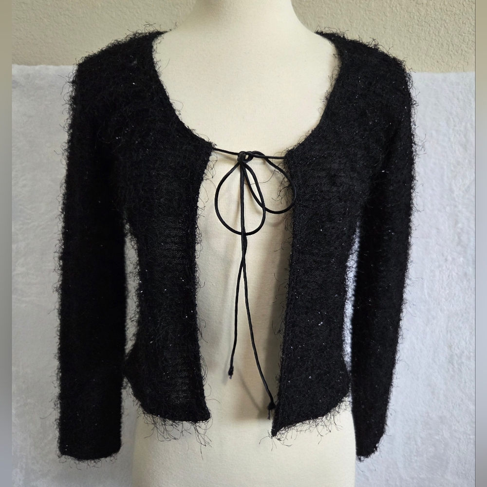 vintage 90s eyelash front tie cardigan from American Cruiser